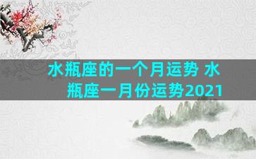 水瓶座的一个月运势 水瓶座一月份运势2021